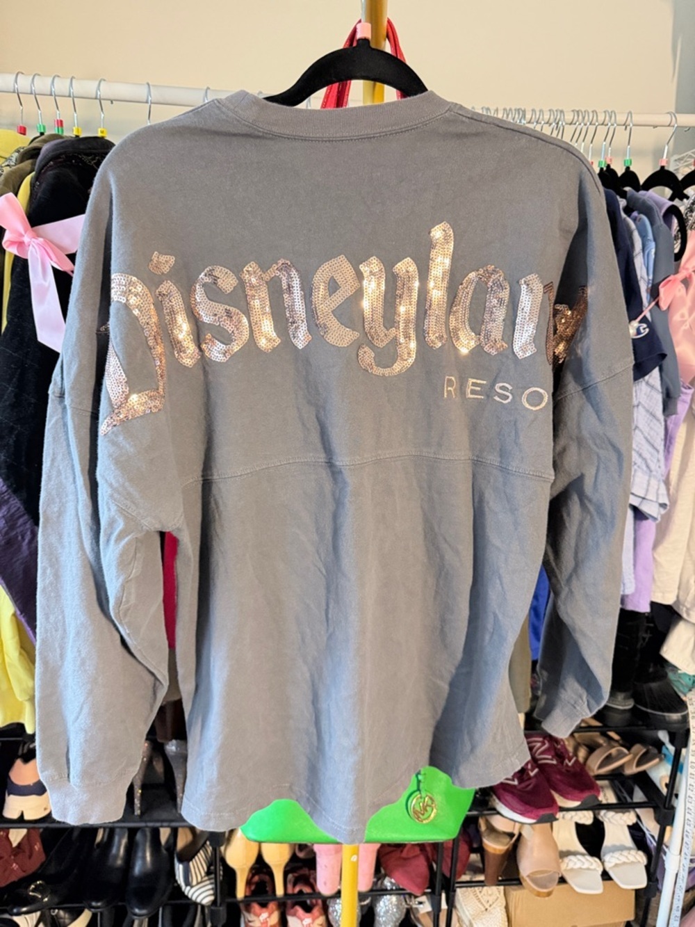 Disney Parks Charcoal Gray with Rose Gold Long Sleeve Spirit Jersey size small - Picture 4 of 7